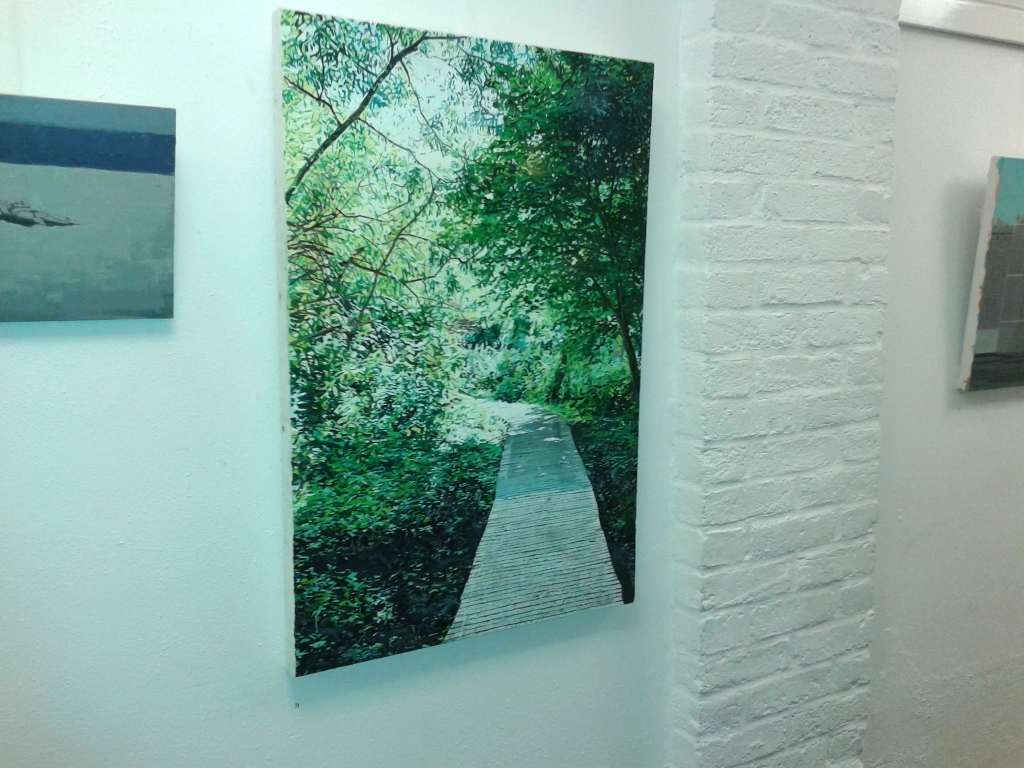 Picture of painting at Contemporary British Painting group show at St Marylebone Parish Church crypt. 