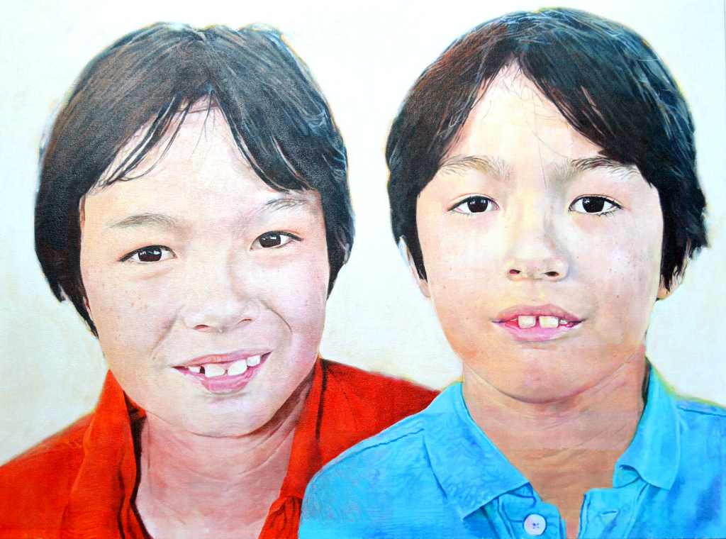 Double portrait of Kolbe and William - oil on canvas 48" x 36"