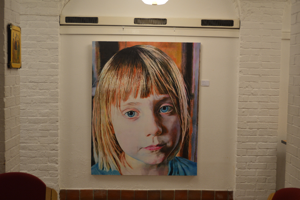 Large Phoebe painting in the crypt